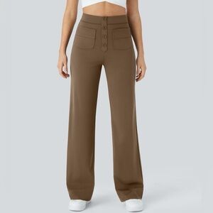 Halara NWOT High Waisted Button Pockets Straight Leg Casual Pants Size Small